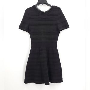 The Kooples Black Textured Fit Flared Dress Size Small